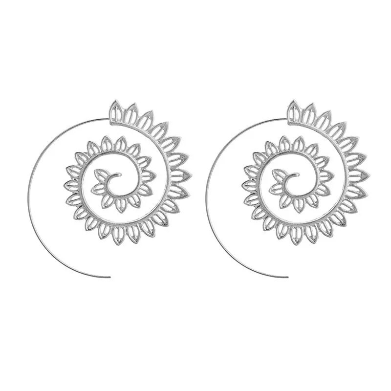 EB794 Silver Новые модные геометрические вихревые шестеренки, круглые спиральный обруч, серьги для женщин, Винтажные серьги для ушей, висячие серьги, вечерние ювелирные изделия, подарок - Окраска металла: EB794 Silver