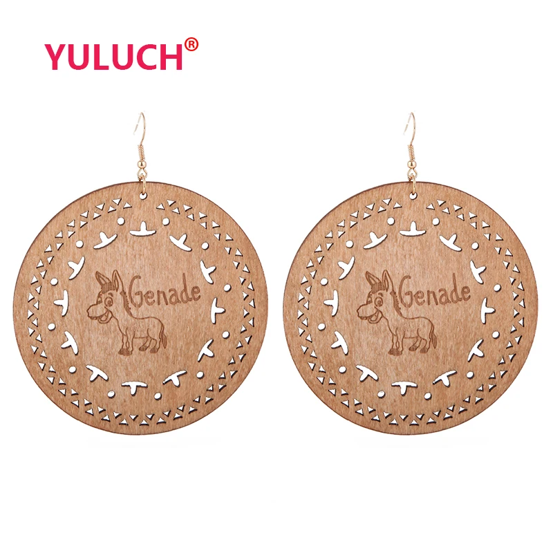 YULUCH Последние популярные деревянные Женские Ювелирные серьги для больших