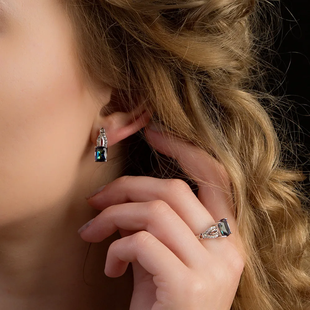 Женский ювелирный комплект из кольца и серёг серебра 925 пробы|Ювелирные наборы| |