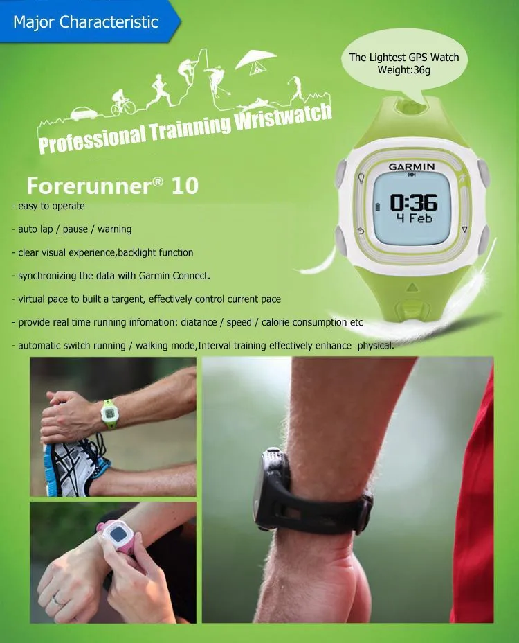 Оригинальные gps спортивные часы для бега Garmin forerunner 10 фитнес-трекер спортивные Смарт-часы для мужчин и женщин водонепроницаемые ip68 часы dz09