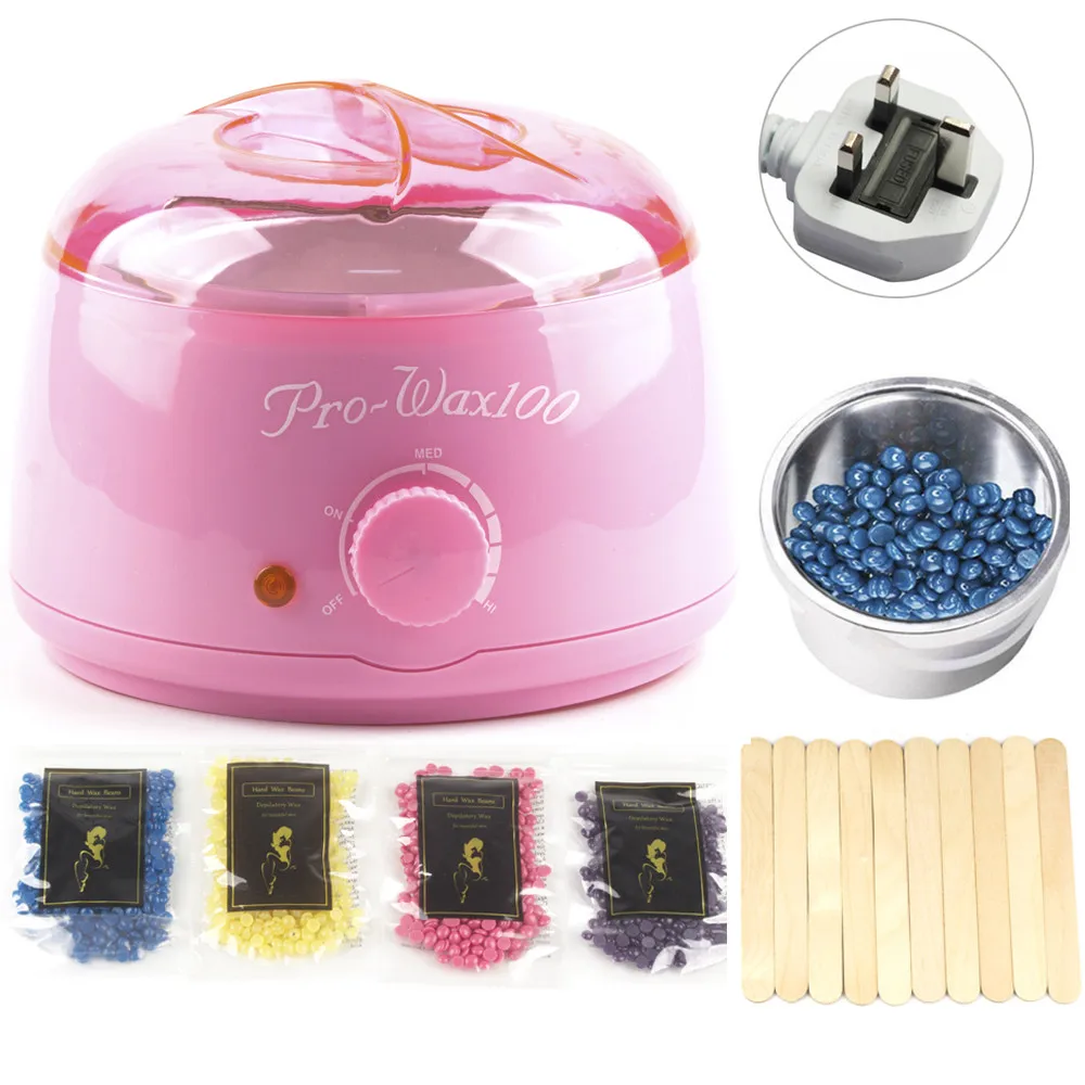 W104 Pink UK Plug Нагреватель воска Calentador Parafina машина для удаления волос Chauffe Cire Professional ручной эпилятор для воска парафин эпиляция воском Cire - Цвет: W104 Pink UK Plug