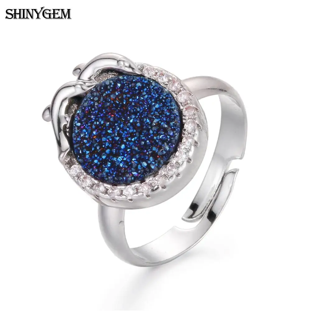Женское кольцо с кристаллом ShinyGem регулируемое серебряным покрытием из