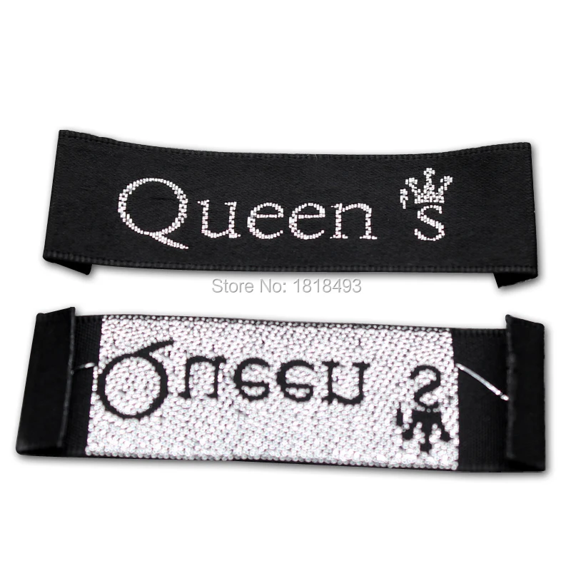 free shipping customized clothing black satin woven labels with silver fonts/garment embroidered labels/clothing printed tags | Дом и сад