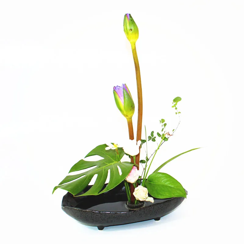 Грубая керамика Ikebana цветочный горшок Настольная Ваза японская Цветочная