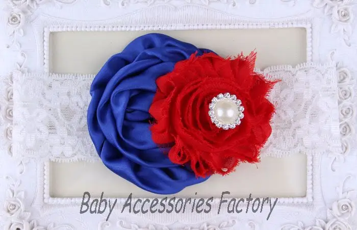 Lovely Kids Lace Headbands With Chiffon Rose Shabby Flower Boutique Rhinestone Hairbands Photography Props Hair Accessories | Детская