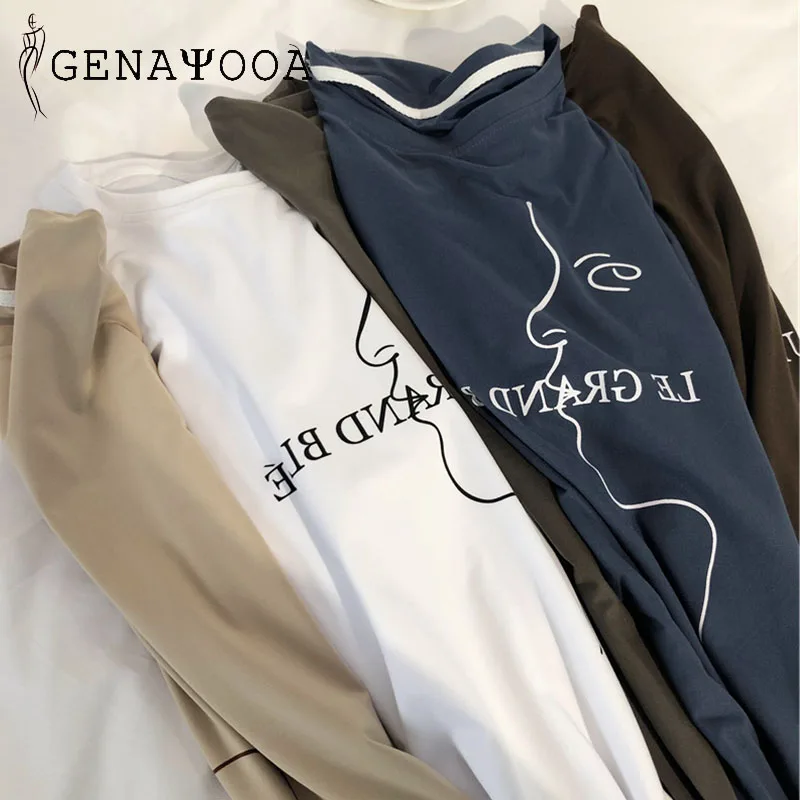 Genayooa Эстетическая забавная Футболка женская хлопковая футболка с коротким
