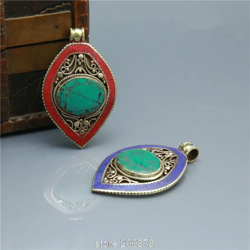 TBP087 подвеска в виде больших непальских листьев ручной работы Винтажные