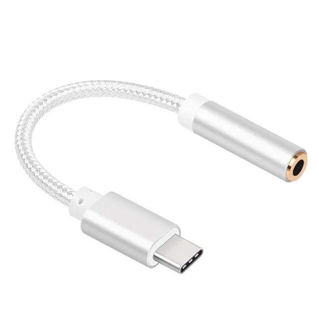 Silver AUX Jack Тип C до 3,5 мм кабель для наушников адаптер USB C аудио кабель адаптер для Xiaomi Mi 8 A1 для huawei P20 Lite mate 10 Pro - Цвет: Silver
