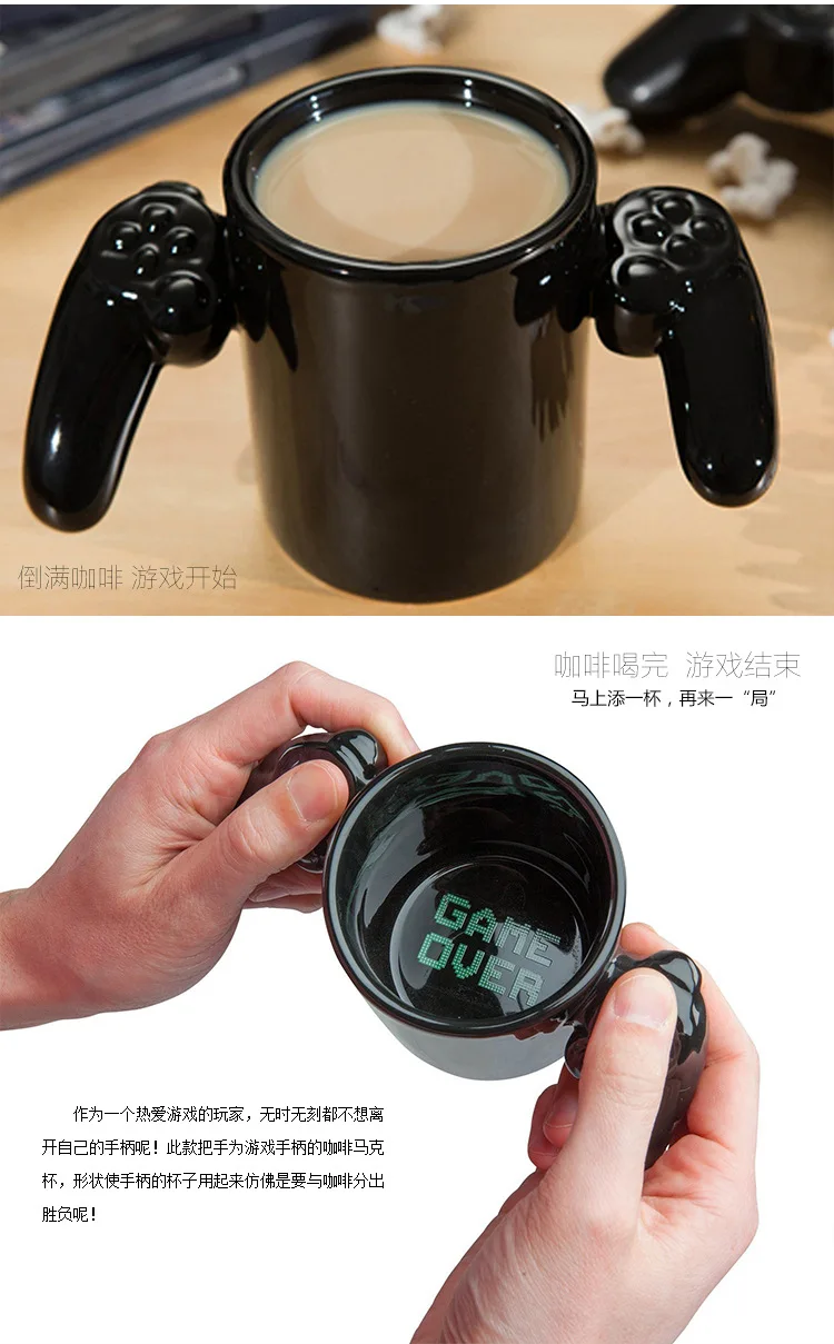 Creative Handle Game Over Coffee Mug Ceramic Cup Milk Tea Mugs Drinkware Gameboy Birthday Gift