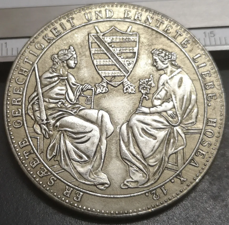 Серебряная монета из Королевства Saxony 2 Thaler Friedrich August II 1854|Безвалютные монеты| |