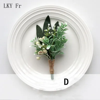 Corsage D LKY Fr искусственный цветок Свадебный корсаж булавка цветы для жениха бутоньерка зеленая манжета браслет подружки невесты свадебные цветы - Цвет: Corsage D