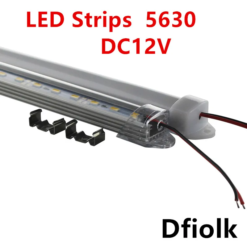 6pcs 30cm 5630 5730 DC12V hard rigid bar strip with U aluminum profile shell channel housing cabinet light kitchen light