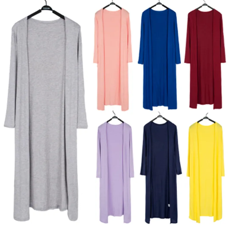 Korean 2019 Women Summer Thin Kimono Cardigan Long Sleeve Loose Hem Outerwear Black white tops 12 colors |