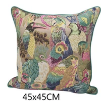 2022 cushion cover decorative pillow case modern american style jungle birds parrot jacquard art design coussin sofa decor