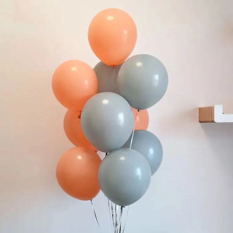coral and gray 20 шт, новинка, 10 дюймов, матовые серые латексные шары, свадебные украшения, принадлежности для дня рождения, серые, розовые, коралловые латексные шары, гелий для детей - Цвет: coral and gray