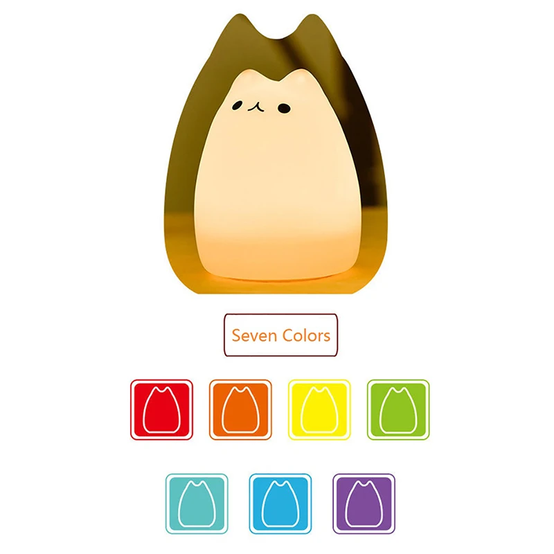 Цветной СВЕТОДИОДНЫЙ ночник с зарядкой через USB мягкий силиконовый мультяшный