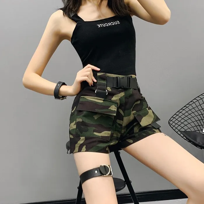 Photo Color Новые летние женские камуфляжные шорты женские армейские зеленые камуфляжные шорты женские с высокой талией повседневные шорты для женщин - Цвет: Photo Color