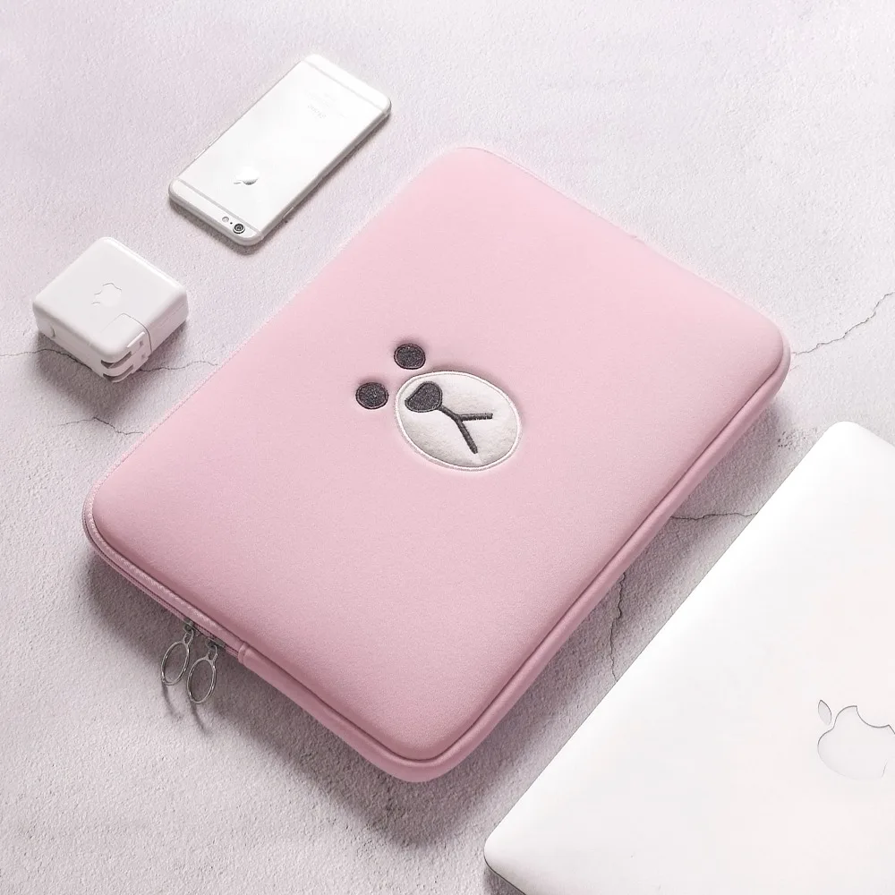 Милый коричневый медведь мультфильм сумка 11 13 15,6 дюймов для Macbook Air Pro 11 13 15 сумка для ноутбука чехол для планшета компьютер карман для компьютера