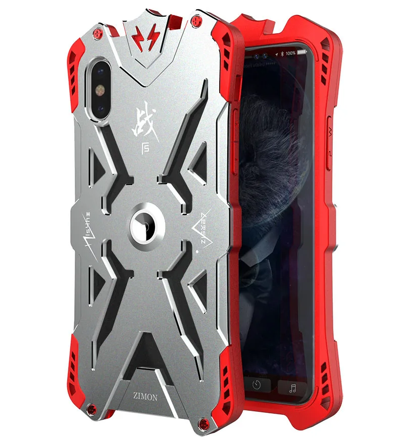 Silver Red SIMON для iphone X Металлический Чехол роскошные Алюминиевые Пластиковые чехлы для телефонов Чехол для iphone X Zimon Тор бампер рамка волшебный кронштейн - Цвет: Silver Red
