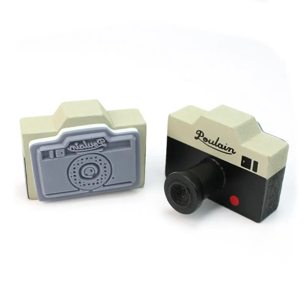 Новинка 2 шт. винтажный стиль Корейская серая камера деревянный резиновый штамп