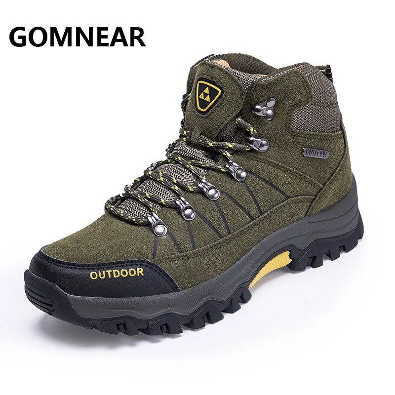 

GOMNEAR Men Hiking Shoes Waterproof Male Outdoor Tourism Trekking Shoes Leather Climbing Mountain Shoes Hiking Boots Sneakers