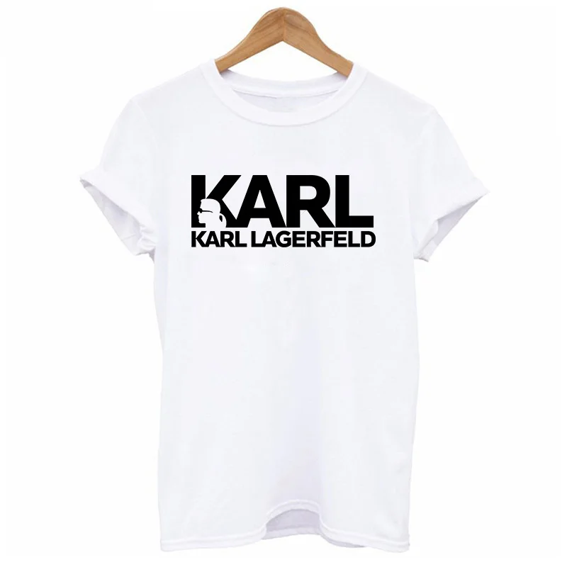 Футболка в стиле Vogue Karl Lagerfeld Женская белая модель футболка с котом Harajuku Топ