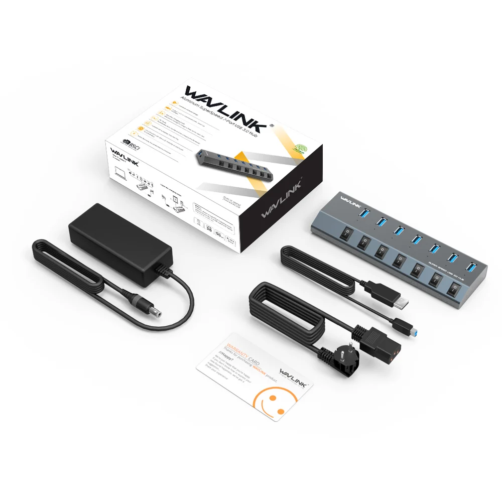 Wavlink USB концентратор 3,0 высокоскоростной 4/7 портов Micro USB 3,0 концентратор разветвитель вкл/выкл переключатель с адаптером питания для MacBook Pro ноутбука ПК