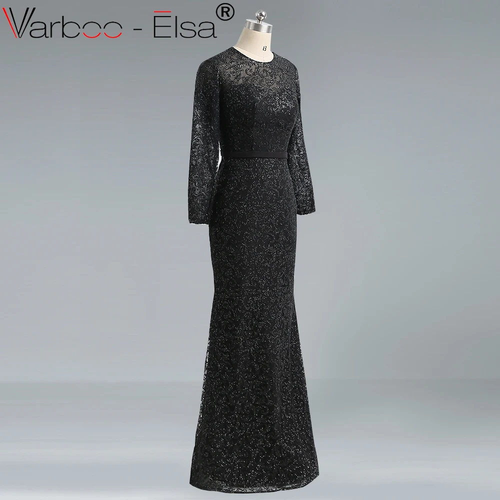 VARBOO_ELSA/2018 блестящее вечернее платье черное с блестками в пол для выпускного