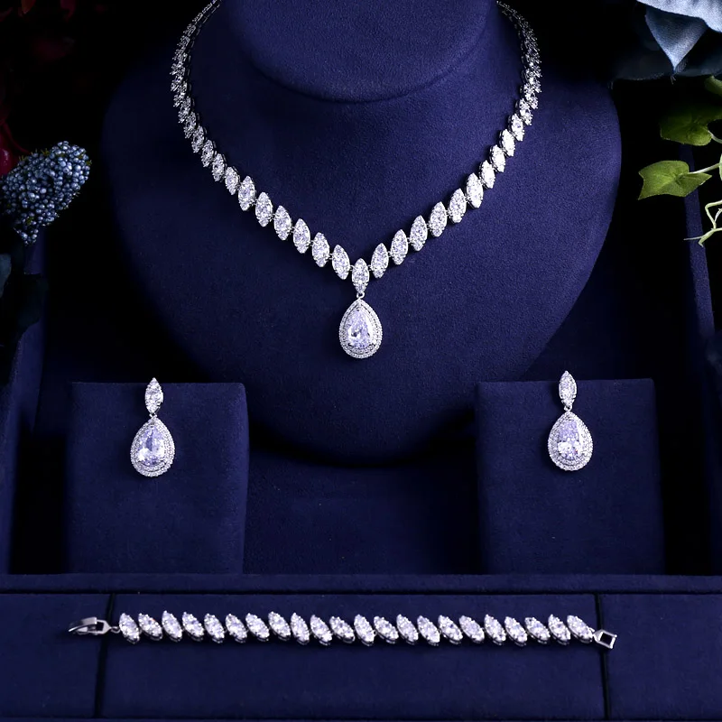 Модные свадебные ювелирные наборы AAA с красным кубическим цирконием цепочка