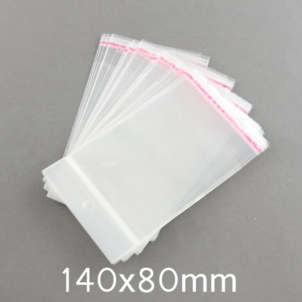 140x80mm 8 размеров 0,07 мм толщина 1000 шт OPP целлофановая упаковка для хранения ювелирных изделий, пластиковые пакеты, прямоугольные, прозрачные - Цвет: 140x80mm