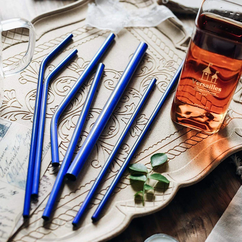 

UPORS 4Pcs/Set Color Changing Straws Reusable Stainless Steel Drinking Straws Induction Temperature Color Change Metal Straw Set