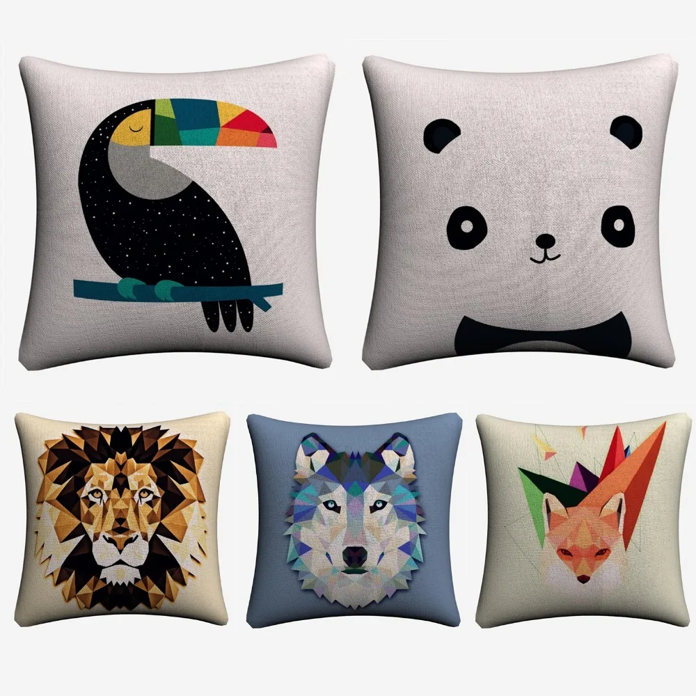 Минималистичная Геометрическая панда Лев декоративная наволочка для дивана