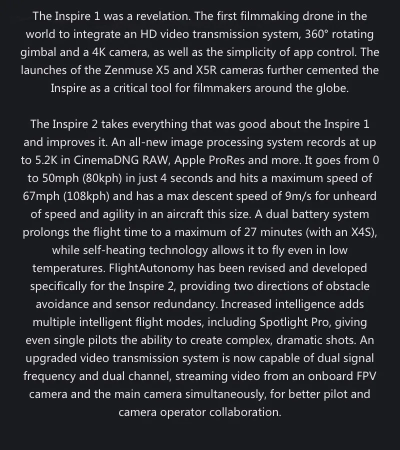 DJI Inspire 2 беспилотный Радиоуправляемый летательный аппарат-Квадрокоптер на дистанционном управлении с ZENMUSE X5S ZENMUSE X4S 5,2 k или 4k Экшн-камера DJI Mavic Pro drone уже в продаже
