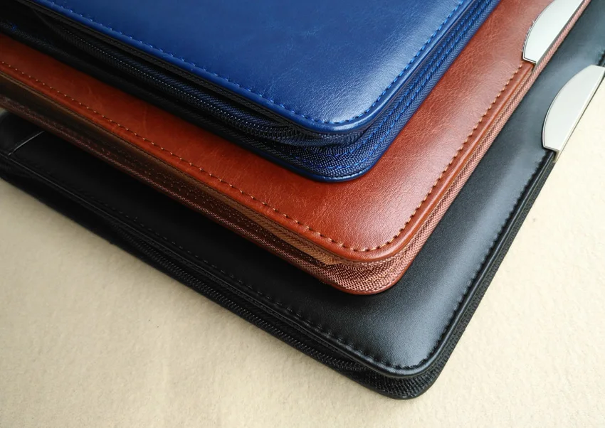 Многофункциональная А4 искусственная кожа padfolio сумка менеджера на молнии калькулятор кольцо папка для Портфолио документов папка Чехол Органайзер