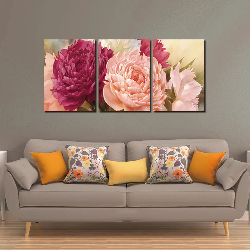 Wall Art 5 Panel Pictures Canvas Painting peony Flower Decoration Modular Picture(Unframed) | Дом и сад
