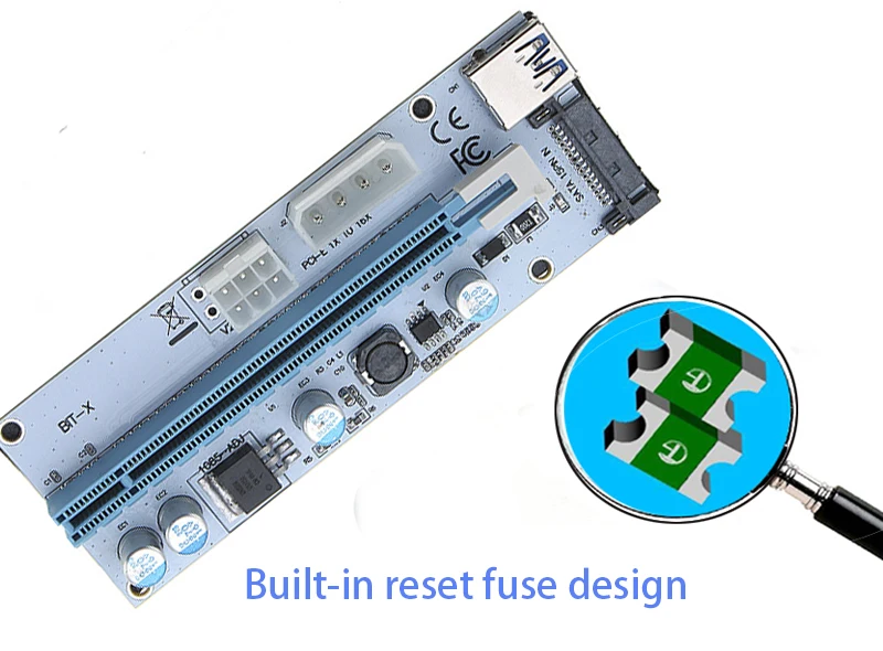 PCIE Express 1X до 16X Riser Card настольная Видеокарта адаптер питания 15pin SATA 4pin 6pin для майнинга Биткоин Litecoin gaming