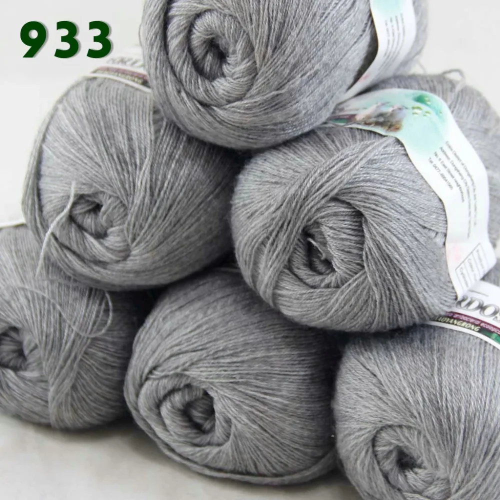 Lot of 6 Skeins Fine Lace Soft Wool Acrylic Cashmere Yarn Knitting Gray 933