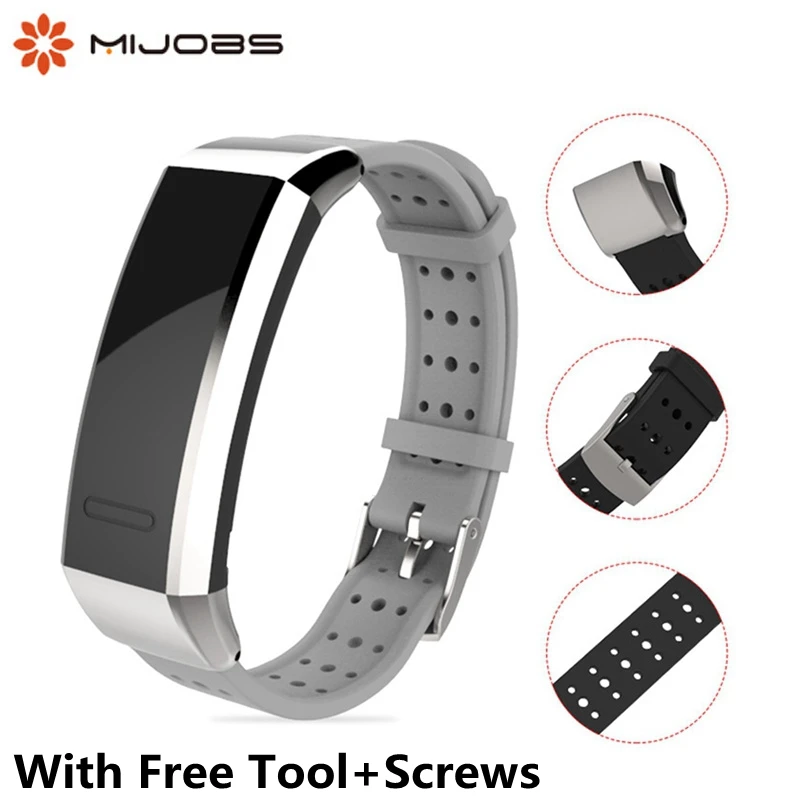 Mijobs huawei Band 2 Pro ремешок силиконовый браслет для huawei Band 2 Pro B29 B19 с металлическим адаптером замена инструмента