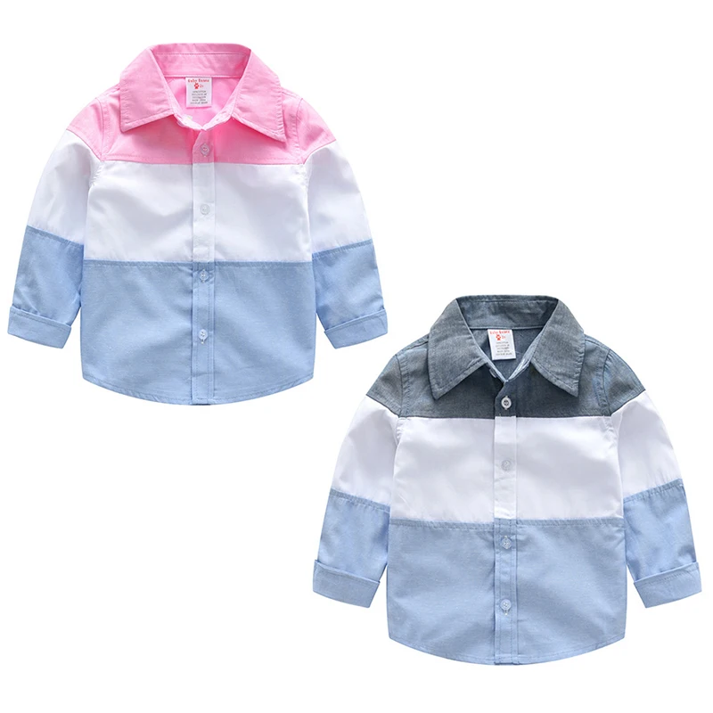 Рубашка для мальчиков детская хлопковая рубашка с отложным воротником и