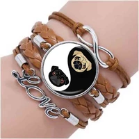 yin yang pug bracelet black and tan bulldog bracelet dog jewelry gifts for pug lovers rescue jewellery glass dome