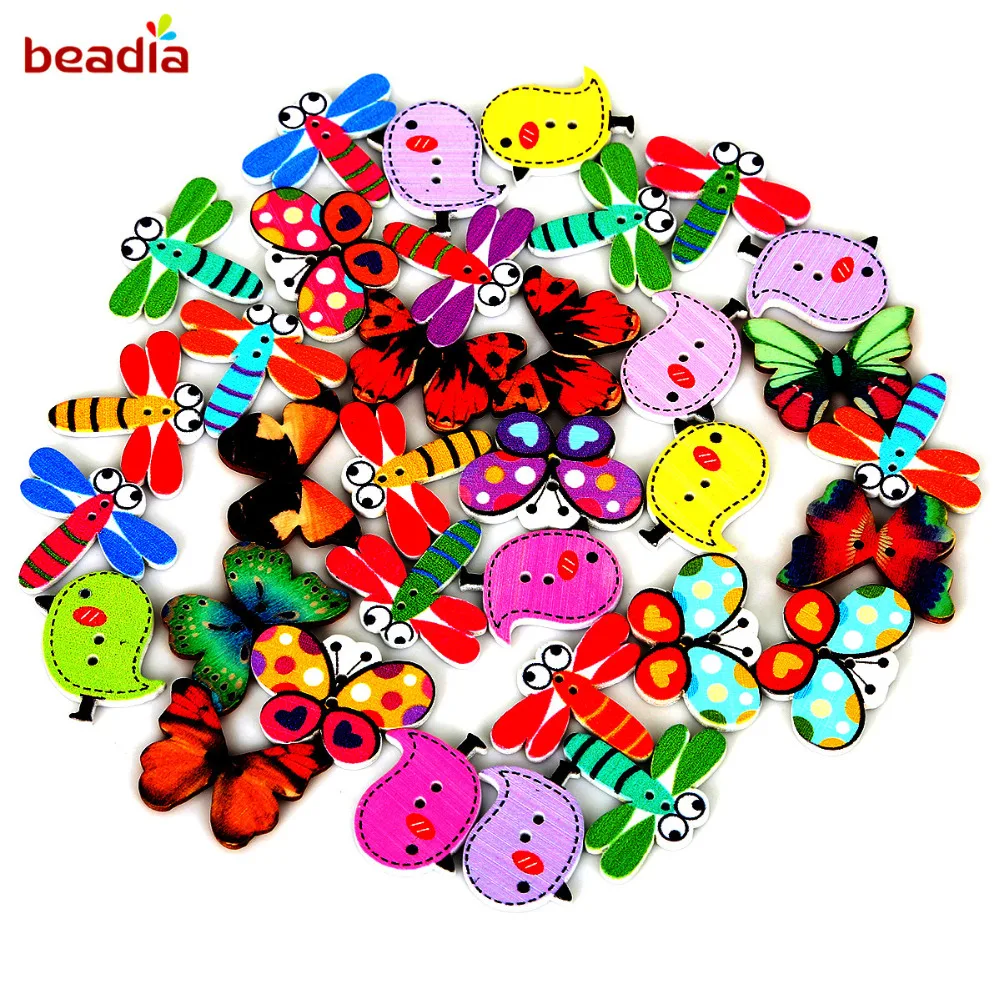 Новое поступление 50 шт./лот односторонние печатные деревянные пуговицы с 2