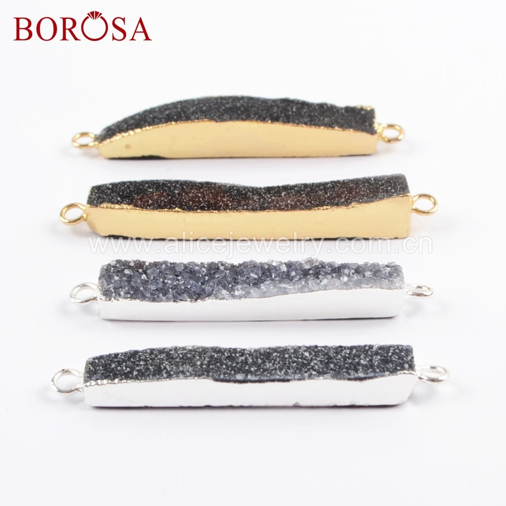 BOROSA 5 шт. Новый Золотой/Серебряный Цвет Прямоугольник черный агат Друза