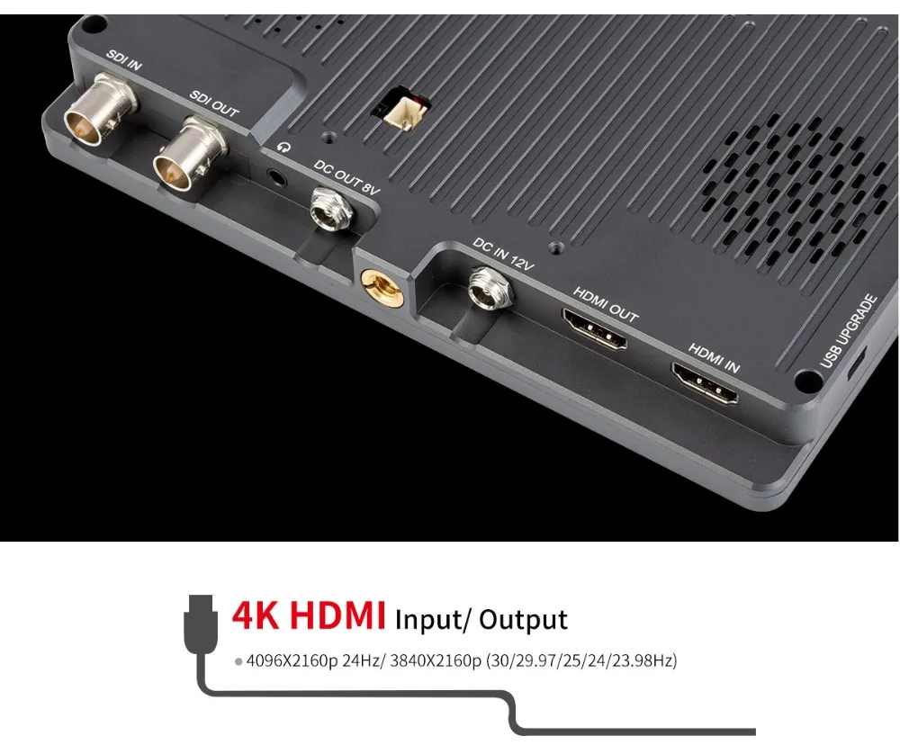 FEELWORLD P7S 7 дюймов 2200nit ультра яркий 3G-SDI на камеру поле DSLR монитор алюминиевый дизайн фокус помощь 4K HDMI DC Выход
