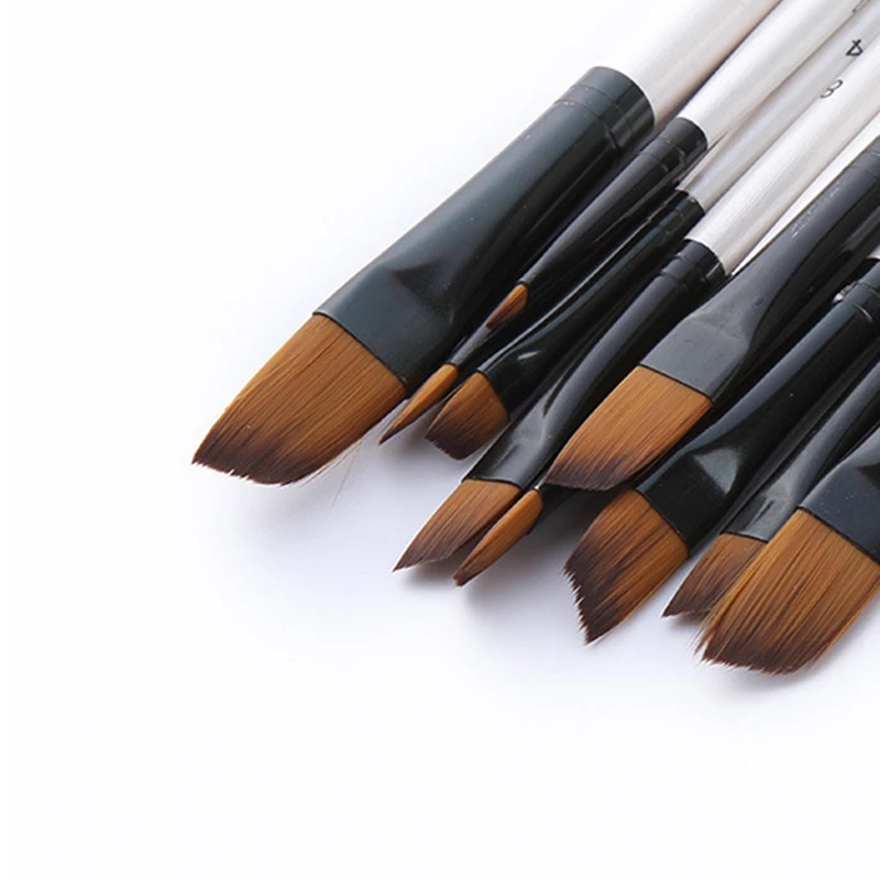 6 шт. нейлоновая деревянная ручка для рисования акварельная кисть алюминиевая