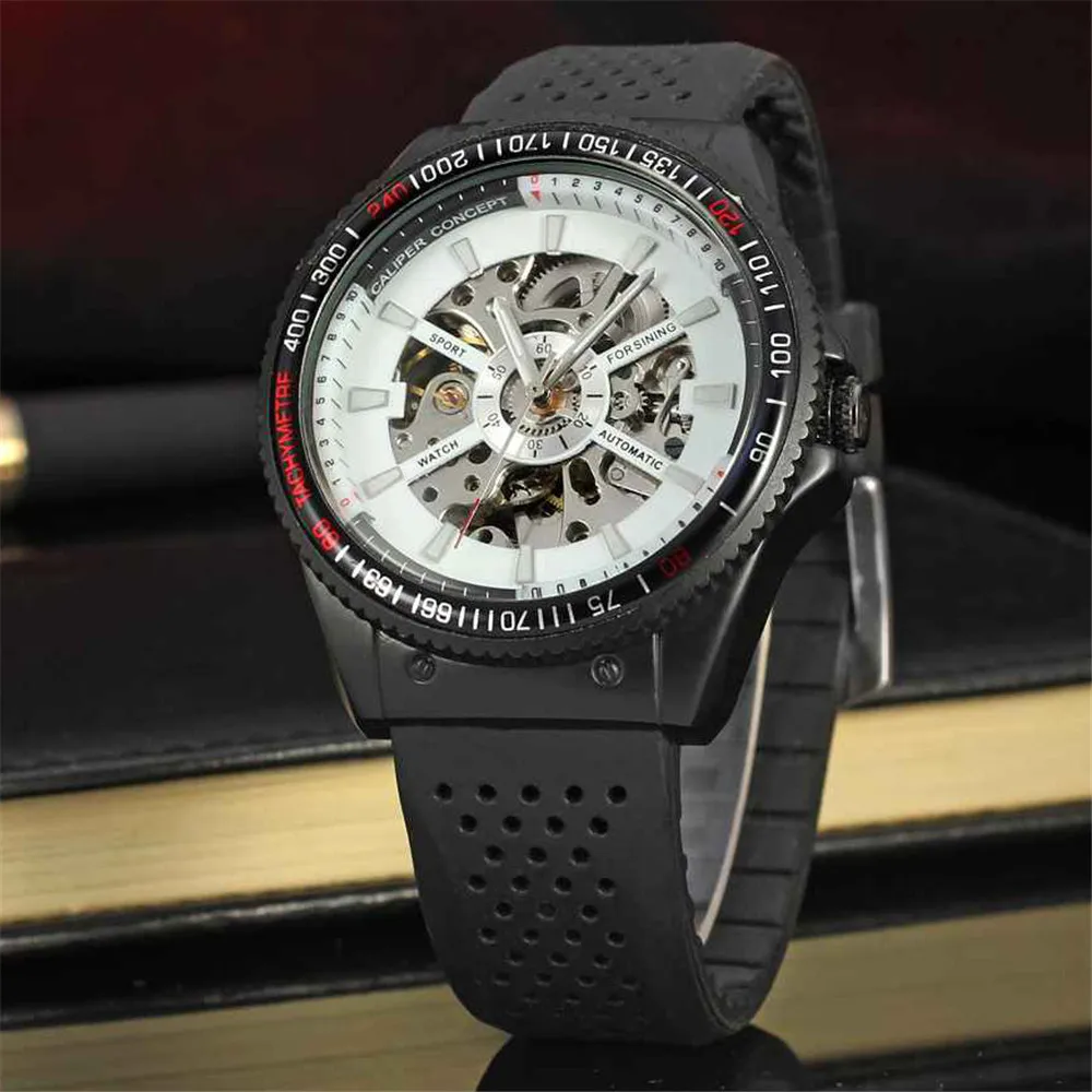 Forsining автоматические механические Для мужчин часы Водонепроницаемый Скелет
