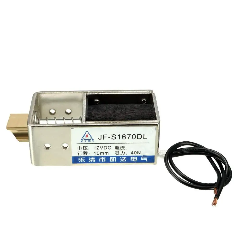 JF-S1670DL DC 12V / 24V 400mA 40N 10mm Pull Type Open Frame Linear Motion Solenoid Electromagnet | Обустройство дома