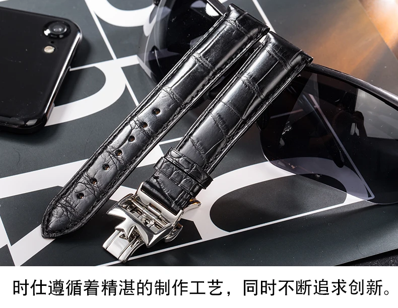 Американский крокодиловый кожаный ремешок мужской подходит для Vacheron Constantin кожаный Стиль Бабочка Кнопка VC кленовый лист