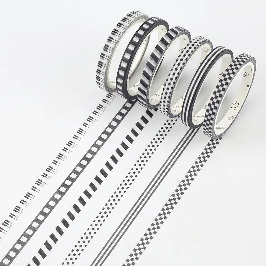 

5mm*7m Black White color paper washi tape decorative dot flower masking tapes sticker flower star scrapbooking Stationery