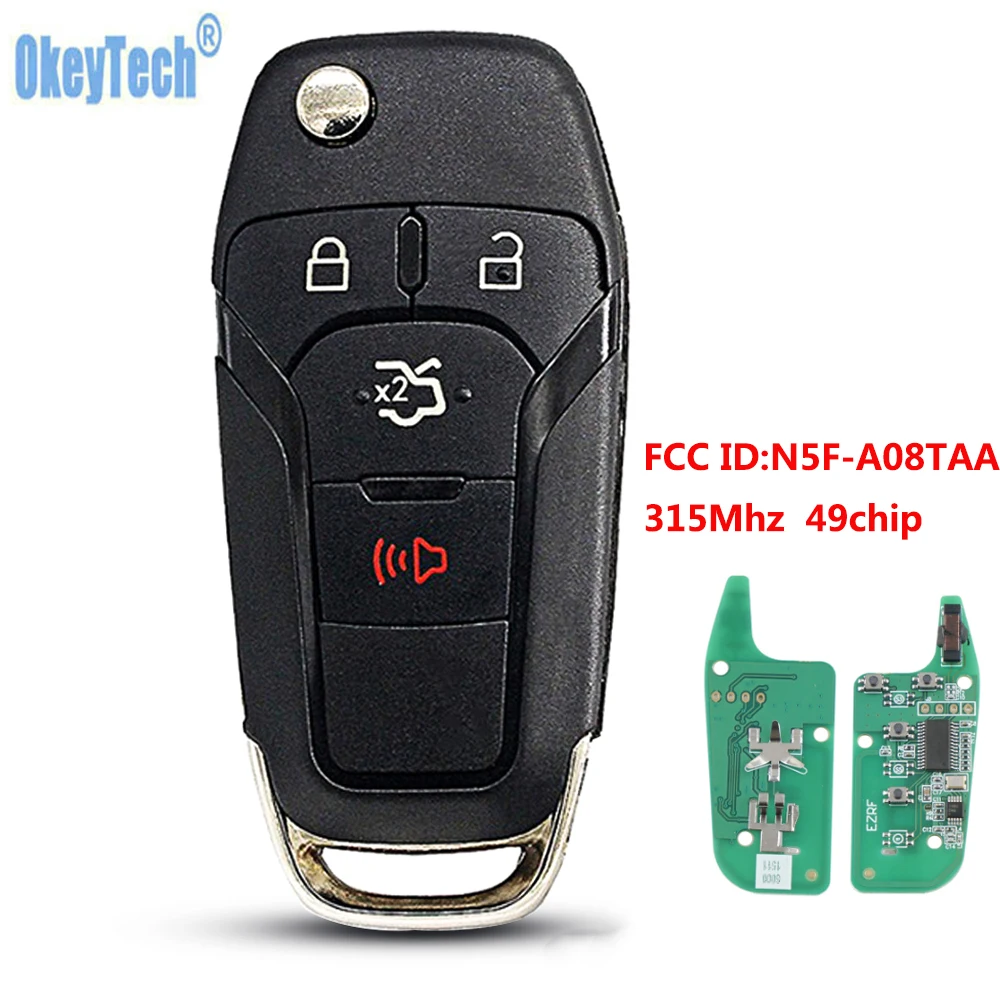 OkeyTech для Ford Fusion 2013 складной дистанционный ключ 4 кнопки 315 МГц с 49 чипом FCC ID N5F-A08TAA IC 3248-A08TAA