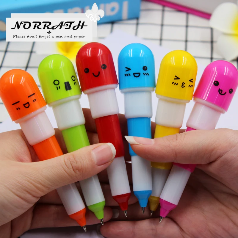 Шариковая ручка с витаминными таблетками 6 шт./лот|school supplies|vitamin pillpill ballpoint pen |